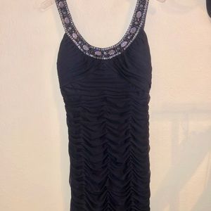 Navy blue ruched dress